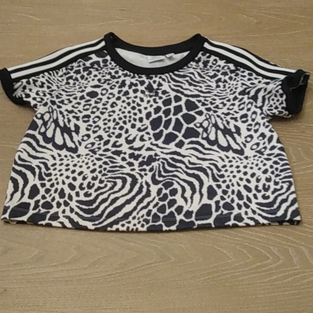 Adidas black and white crop top